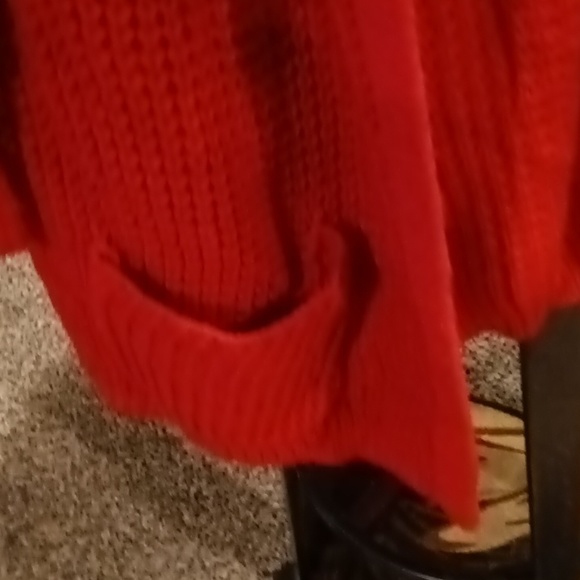 KIM ROGERS red braided waffled cardigan with saggy pockets Size XL - Picture 11 of 13